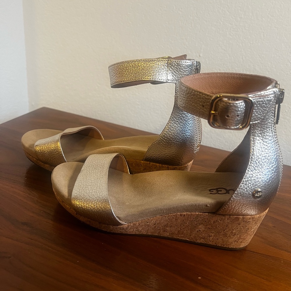 UGG Women's Gold Metallic Wedge Sandals